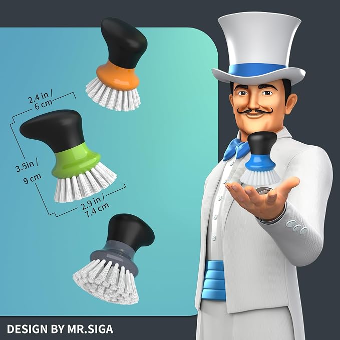 MR.SIGA Dish Scrub Brush, Palm Brush Dish Scrubber - Image 2