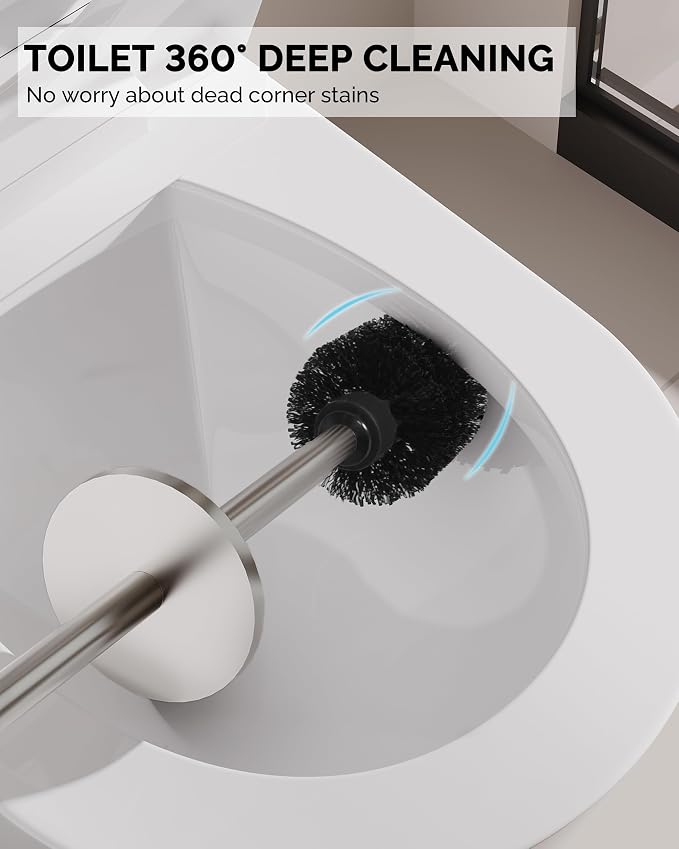 Toilet Brush and Holder Set, 2 Pack Stainless Steel Toilet Bowl Brush - Image 2