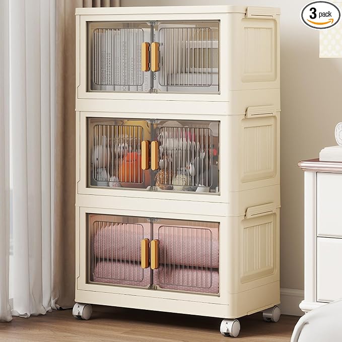 3 Tier Stackable Plastic Storage Bins by Unknown