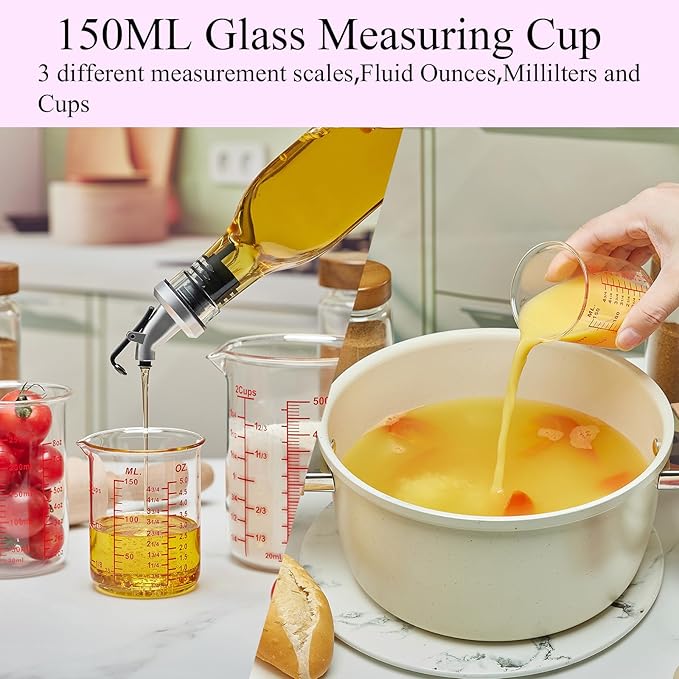 3 Piece Glass Measuring Cup Set, Includes 1/2-Cup, and 2-Cup High Borosilicate - Image 6