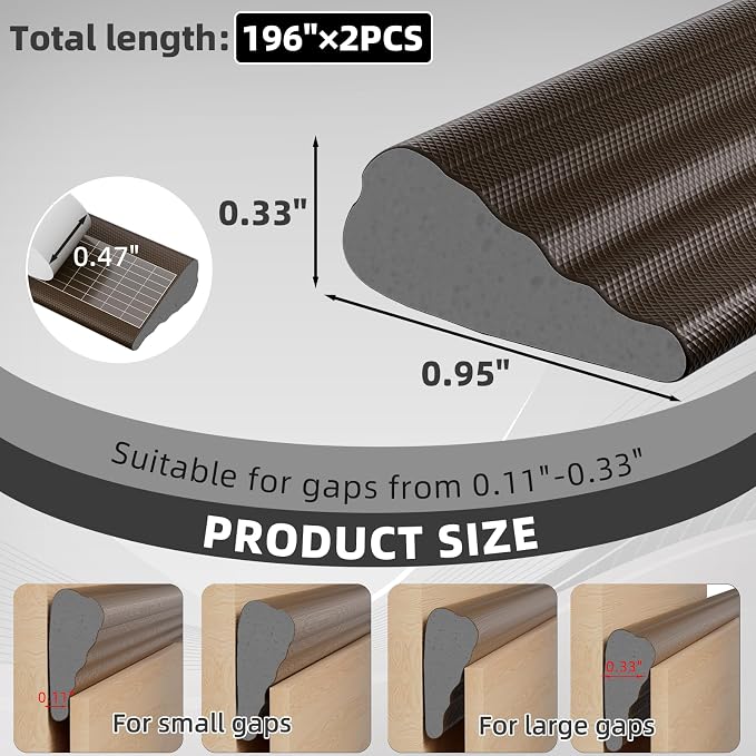 2Pcs×196" Wedge Weather Stripping Door Seal Strip - Image 2