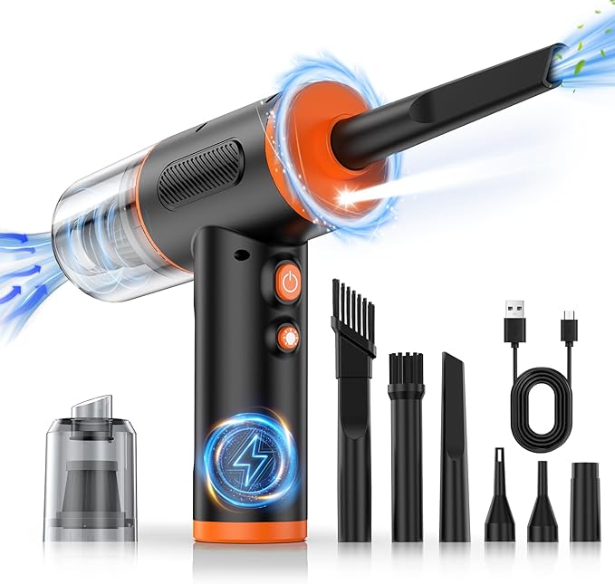 Compressed Air Duster, 100000RPM Handheld Car Vacuum/Air Blower& Pump, 3 Gear by KOPIDOE