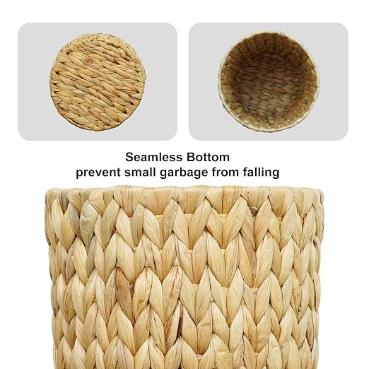 Wicker Trash Can, Small Bathroom Trash Can, Water Hyacinth Wicker Waste Basket - Image 6