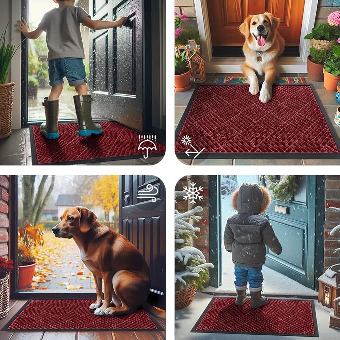 Smiry Front Door Mat Outside Entrance, Heavy Duty Outdoor Indoor Natural Rubber - Image 7