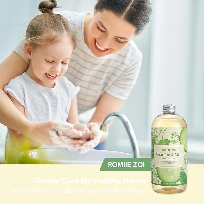 ROMIIE ZOI Liquid Hand Soap Refills Gift Set – Cucumber & Mint Scent – 3 Pack – - Image 6