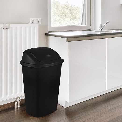 13 Gallon Swing Top Lid Garbage Cans, Large Plastic Kitchen Trash Can Set of 4 - Image 5