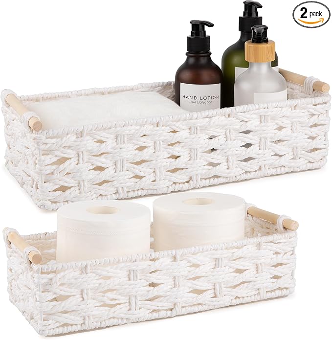 OIAHOMY Toilet Paper Baskets Handmade Paper Rope Decorative Wicker Storage Tank by MasterofSpaceOptimization