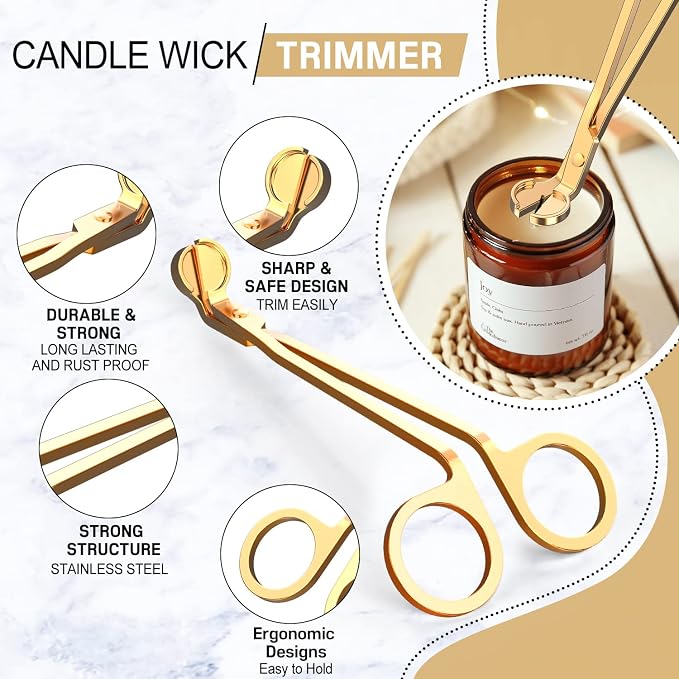 6 in 1 Candle Accessory Set, Candle Wick Trimmer Cutter, Candle Wick Dipper - Image 4