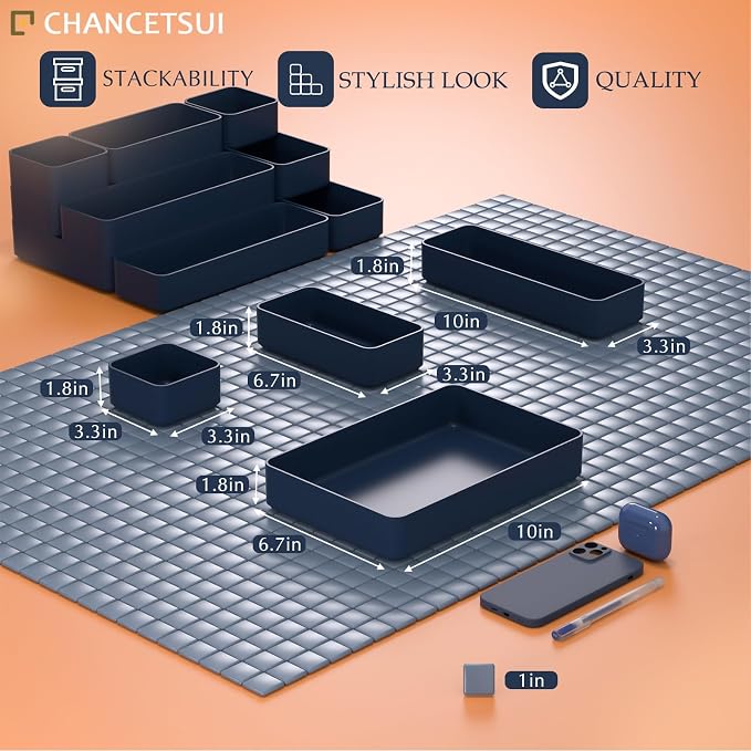 9 Pcs Stackable Drawer Organizer Trays Set, Desk Drawer Organizer Office. - Image 5