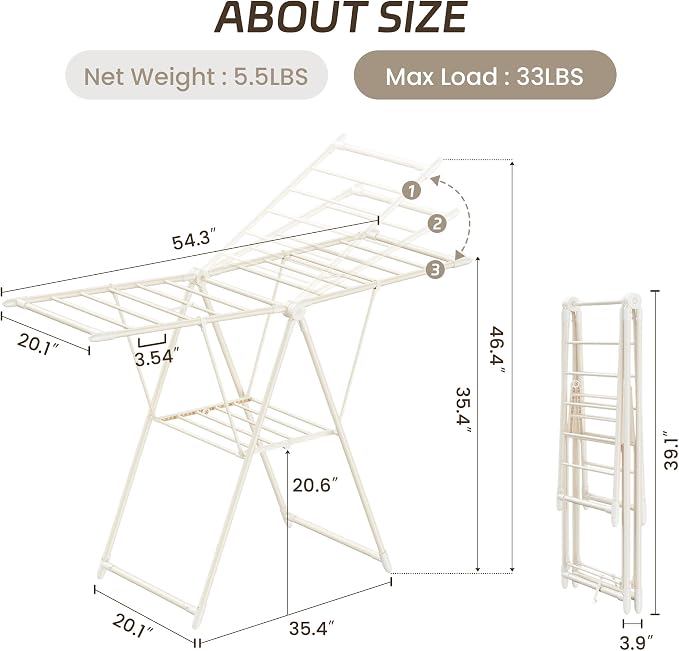 GameGem Clothes Drying Rack, Drying Rack Clothing, Foldable Laundry Drying Rack - Image 6