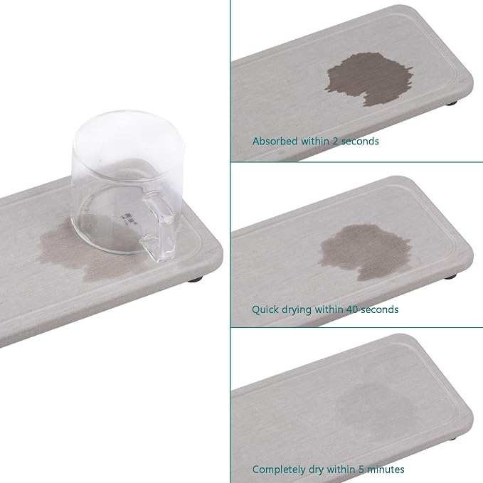 2 Pcs Water Absorbing Stone Trays, Kitchen/Bathroom Sink Soap Dish, Diatomite - Image 7