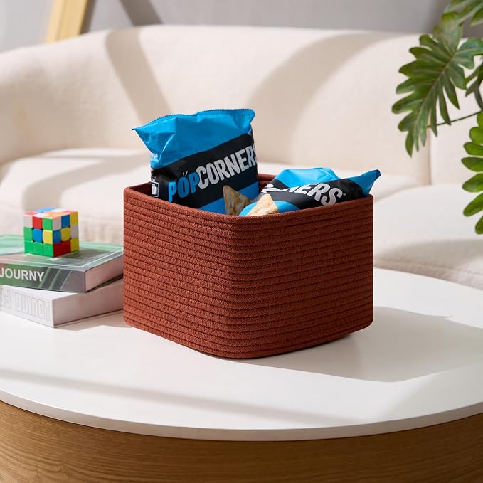 Small Organizing Baskets for Cubes Shelf, 9.7x9.7x7.1 Inch Rope Woven Storage - Image 5