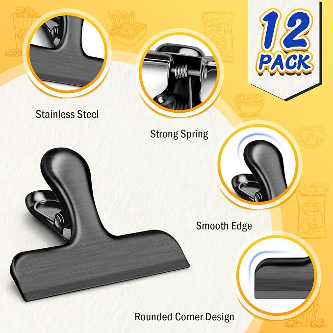 VNDUEEY 12 Pack Stainless Steel Chip Clips, Bag Clips - Image 4