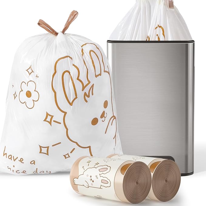 13 Gallon Trash Bags with Cute Rabbit Printed & Drawstring, Tear-Resistant Tall by Unknown