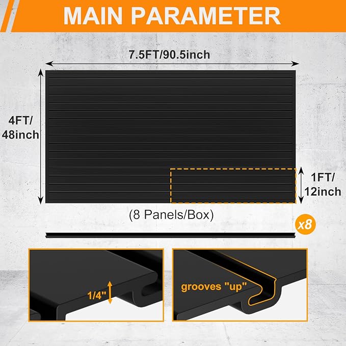DoCred Slatwall Paneling Organizer, 4x7.5 FT PVC Garage Slat Wall Storage - Image 3