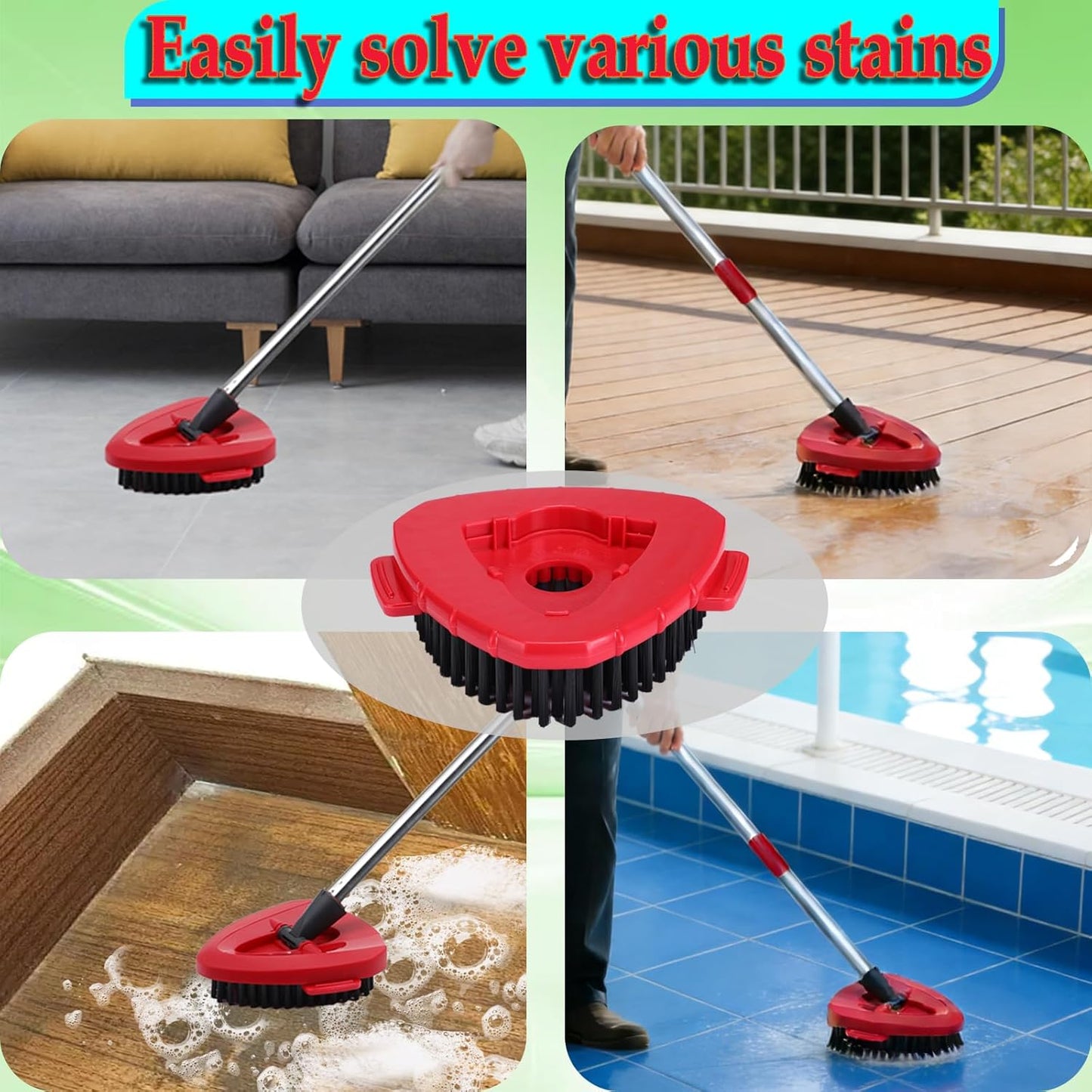 RinseClean Spin Mop Scrubber Replacement Scrub Brush Head Compatible with O Cedar RinseClean 2 Tank, Bathroom and Shower Floor Scrubber Cleaning Scrub Brush Spin Mop Base for Ocedar RinseClean