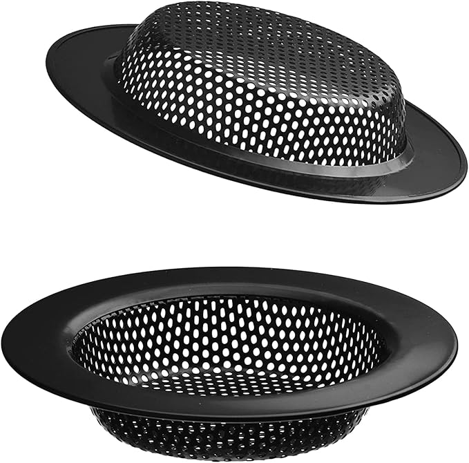 2 Pcs Black Stainless Steel Mesh Sink Drain Strainer, 2.16" Top/1.29" Kitchen by BESSEEK