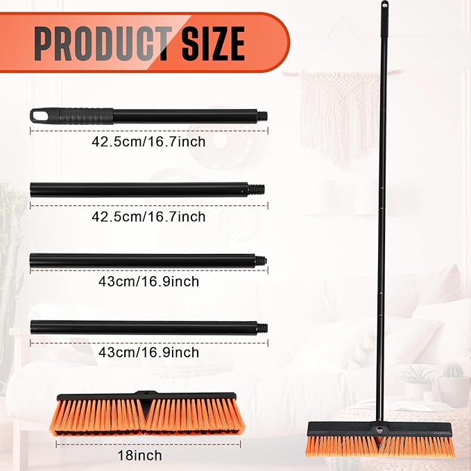 Zhehao 6 Pack 18 Inches Push Broom Outdoor, Concrete Floor Cleaning - Image 3