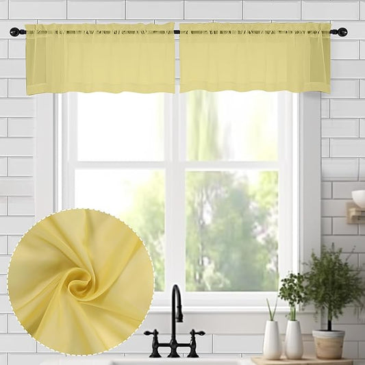 Chyhomenyc Sheer Valances for Windows 2 Pack, Small Valance for Living Room by Chyhomenyc