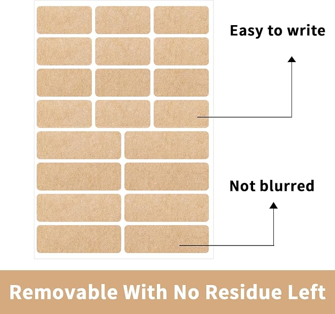 Kraft Label Stickers Removable Writable Gift Labels, Self-Adhesive Brown Labels - Image 3