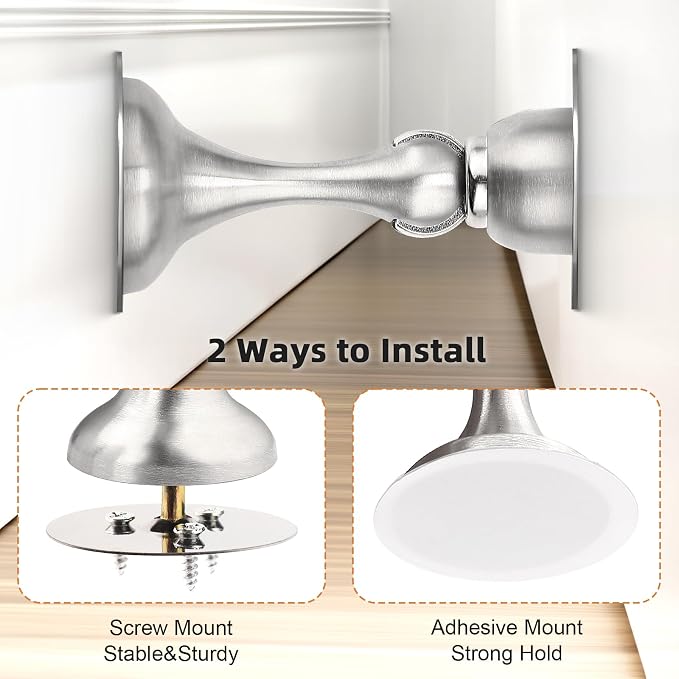 Probrico Brushed Nickel Magnetic Door Stoppers - Image 4