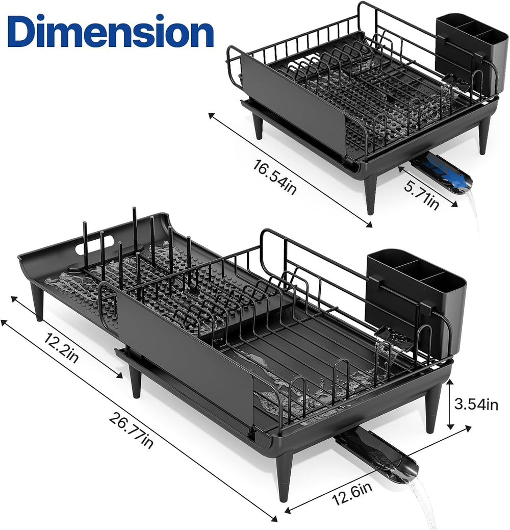 Urackify Expandable Dish Drying Rack for Kitchen Counter with Drainboard