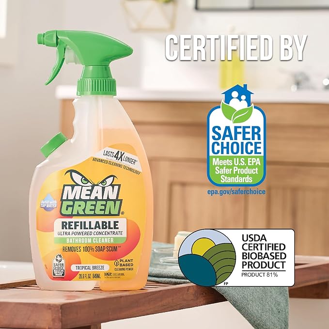 Mean Green Refillable Ultra Powered CONCENTRATE Bathroom Cleaner, Tropical - Image 8
