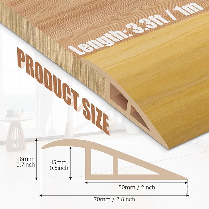 Floor Transition Strip Door Threshold 39" Floor Transition Reducer Trim on The - Image 2