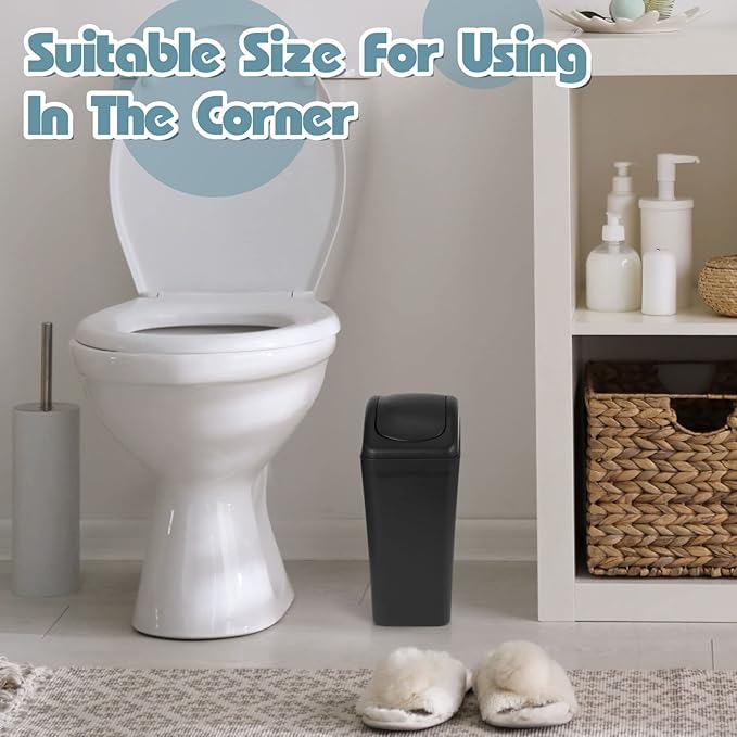 Hoolerry 6 Pcs 3 Gallon/12 Liter Small Trash Can Plastic Kitchen Garbage - Image 4