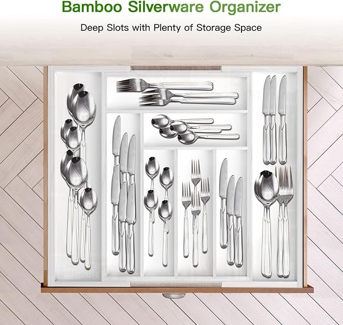 Pipishell Bamboo Expandable Drawer Organizer - Image 7
