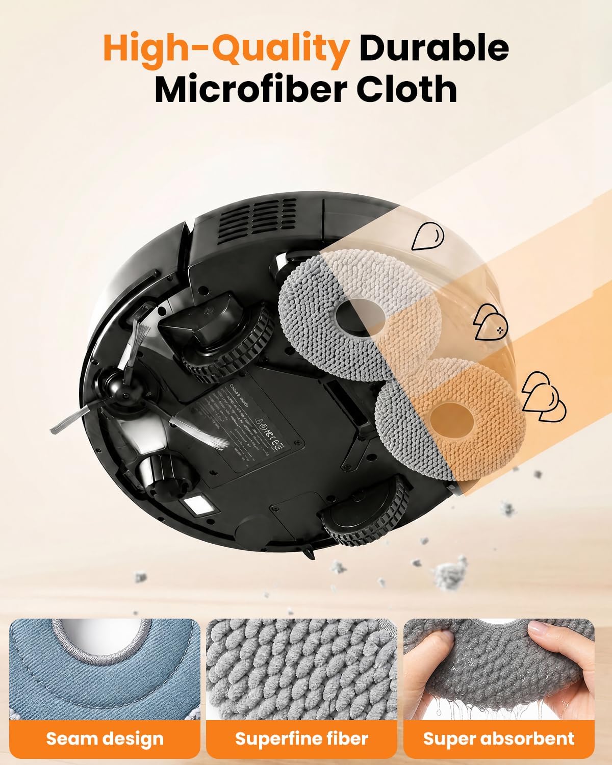 6 Pack Mop Pads for Roborock Q Revo/Qrevo MaxV/Qrevo S/Qrevo PRO/Qrevo PLUS/Qrevo Master/QV 35A/QV 35S/Qrevo slim/Qrevo Curv/Qrevo Edge/Qrevo C Robot Vacuum Cleaner Mop Replacement Pad Accessories