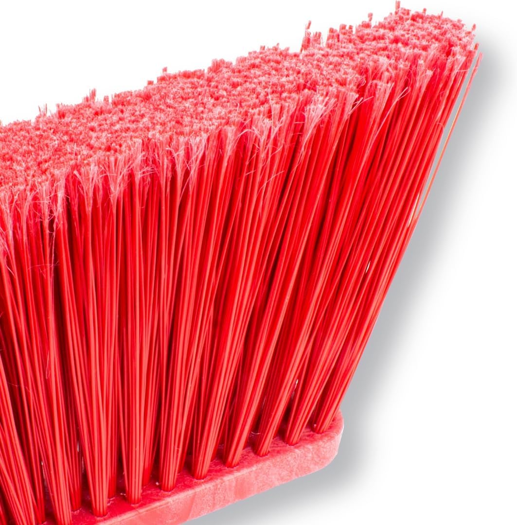 SPARTA Plastic Broom Head, Angled, Flagged for Small Debris Indoor, Outdoor, Home, Restaurant, Lobby, Office, 12 Inches, Red