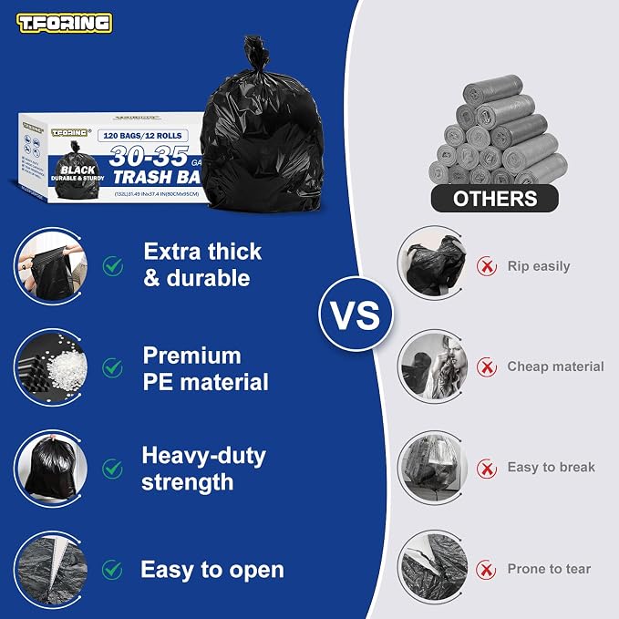 30-35 Gallon Black Trash Bags 120 Count - Image 2