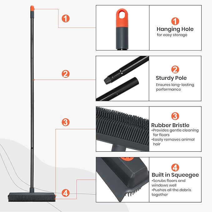 MAVRIZ Rubber Broom Carpet Rake - Image 4