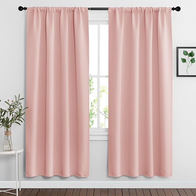 RYB HOME Peach Blush Rod Pocket Blackout Curtains by RYBHOME