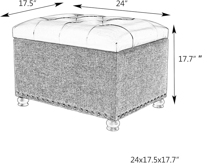Joveco 24" Ottoman with Storage - Image 3