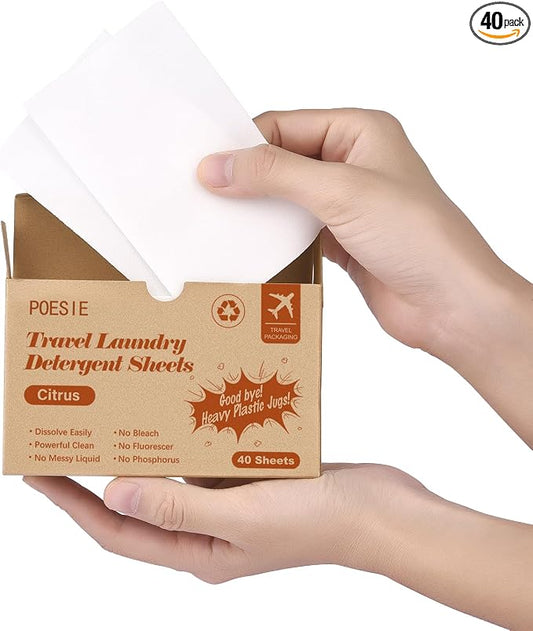 Poesie Citrus Travel Laundry Detergent Sheets 40 Sheet Plastic Free No Waste by Poesie