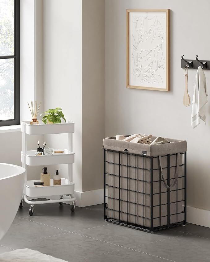 SONGMICS Laundry Hamper, 23.8 Gal. Laundry Basket, Collapsible Clothes Hamper - Image 3