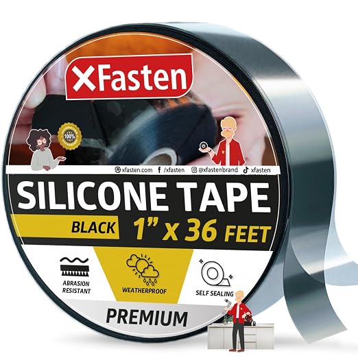 XFasten Self Fusing Silicone Tape Waterproof – 1" x 36 Feet Black, Self by XFasten
