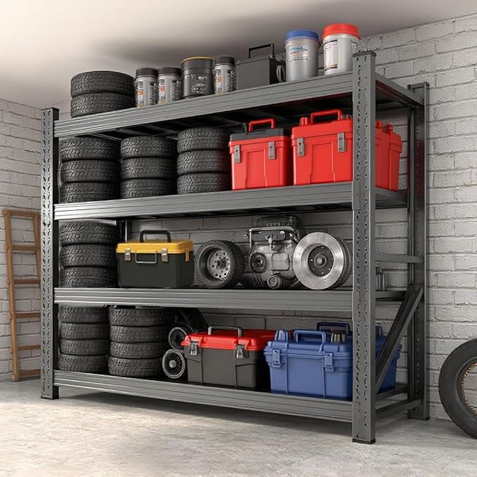 59" W Garage Shelving, Heavy Duty 4 Tier Metal Storage Shelves, Adjustable by Unknown