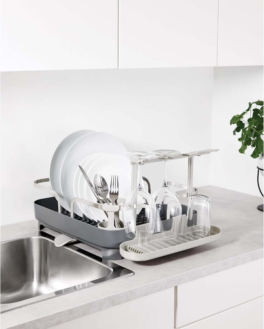 Umbra Holster Dish Rack– Molded Plastic Dish Drying Rack with Drainage Spout,...