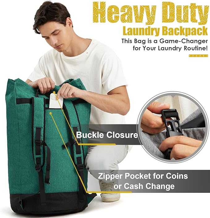 Laundry Bag for College, 115L Laundry Backpack Extra Large Heavy Duty, College - Image 5