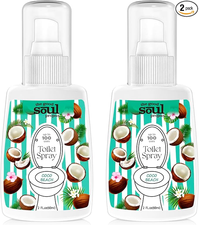 Toilet Spray, Coco Beach, Bathroom Odor Eliminator, Travel Size Air Freshener by THEGOODSOULPROJECT