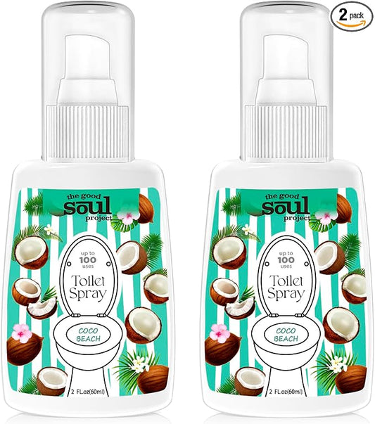Toilet Spray, Coco Beach, Bathroom Odor Eliminator, Travel Size Air Freshener by THEGOODSOULPROJECT
