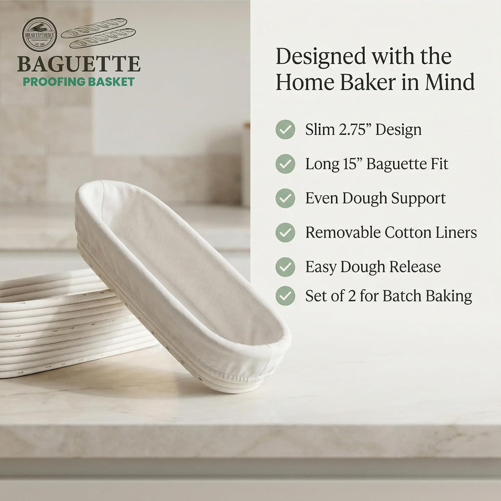 15 Inch Baguette Proofing Basket Set of 2 for Sourdough & French Bread