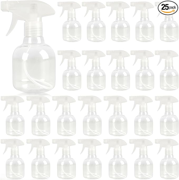 25 Pcs Plastic Spray Bottles 8 oz Empty Clear Refillable Spray Bottles by Unknown