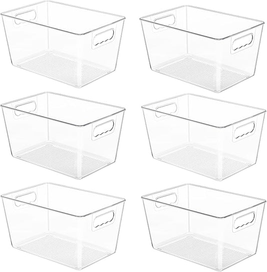 YIHONG 6 Pack Clear Pantry Organizer Bins, Plastic Containers by YIHONG