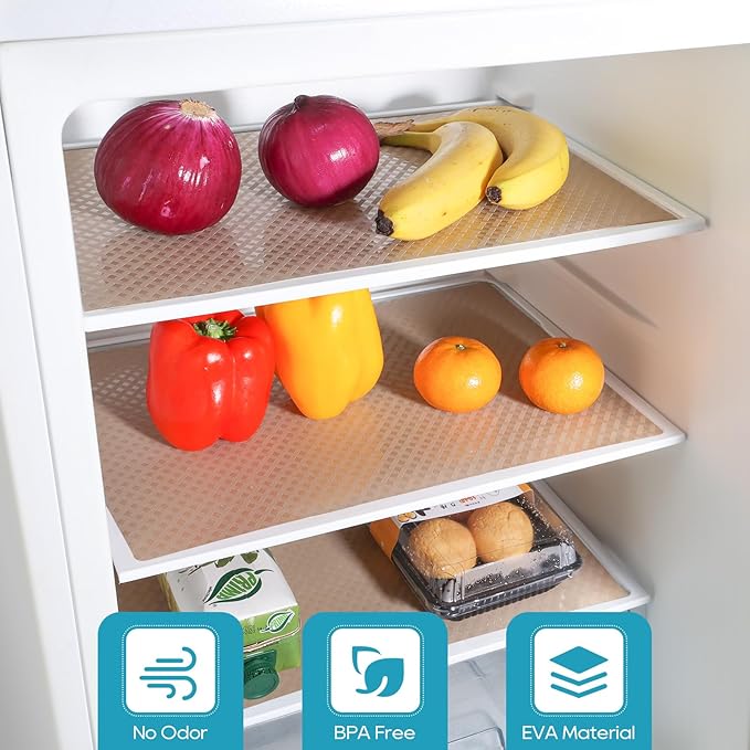 Beige Shelf Liners for Kitchen Cabinets Refrigerator Liners Waterproof & - Image 2