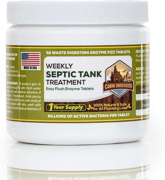 52 Weekly Septic Tank Treatment Fizz Tablets – Easy Flush Bio Toilet Tabs by SepticTreatmentbyCabinObsession