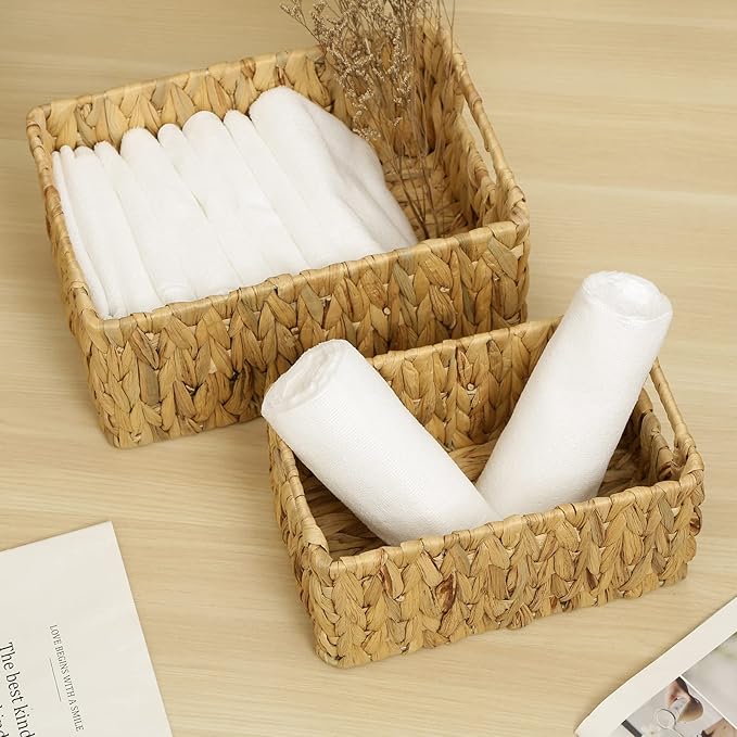 HOONEX Water Hyacinth Storage Baskets, Wicker Baskets - Image 3